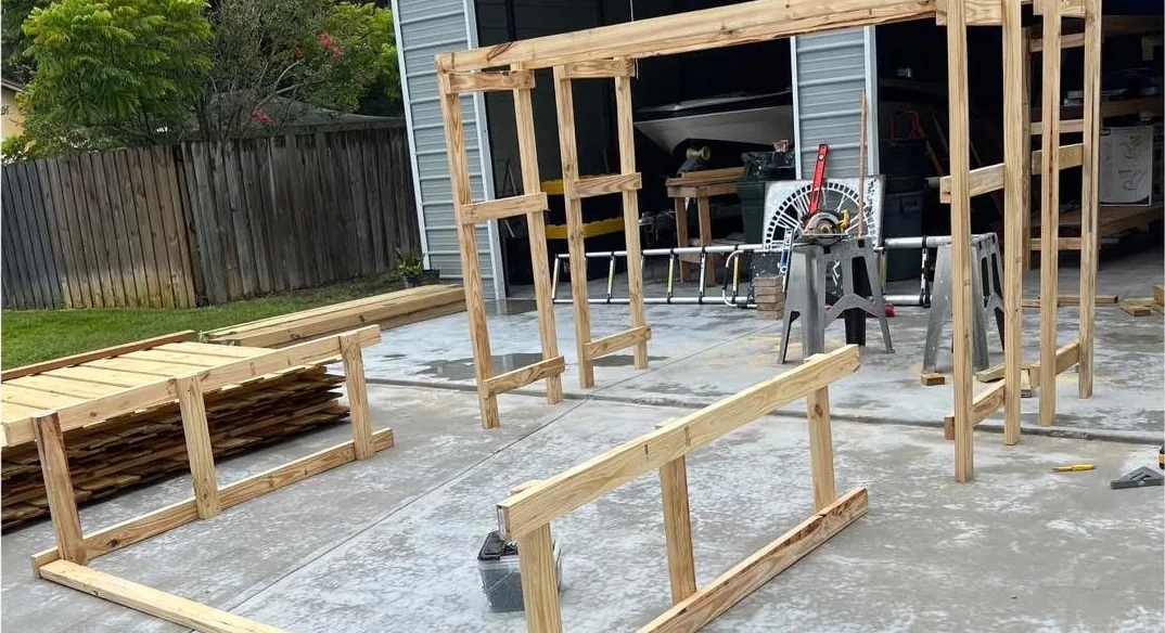 The same view before — an overloaded garage wall with no storage
